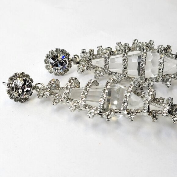 Bridal Clear Fashion Chandelier Drop Earrings Statement Earrings - Picture 6 of 11